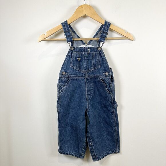 Oshkosh Bgosh Denim Overalls Vestbak Size 18 Months Jean Farm Carpenter Cotton - Picture 1 of 14